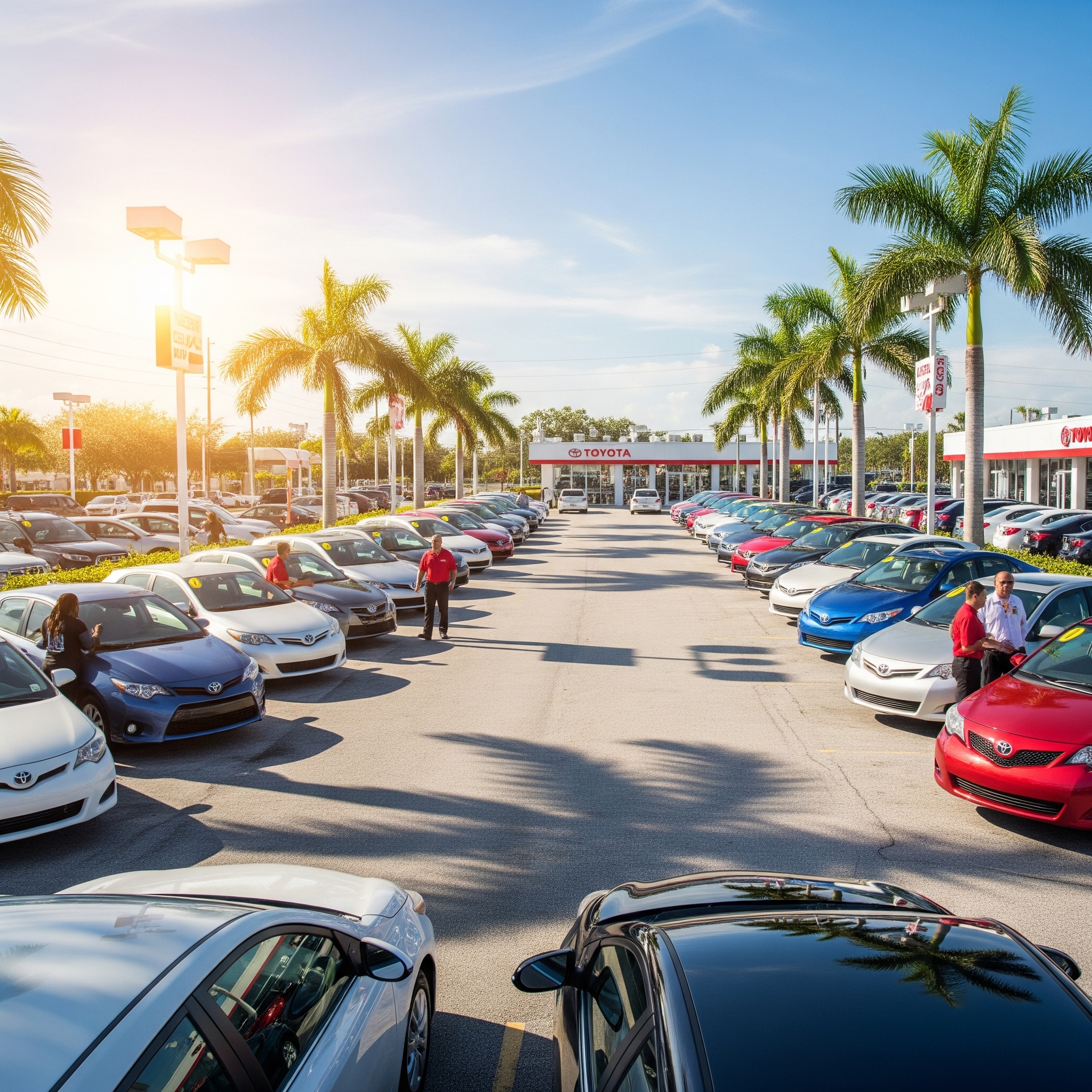 used car lot at toyota dealer