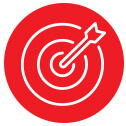 Toyota Expertise icon, red circle with arrow in bullseye icon